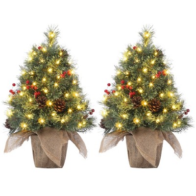 2/3FTTabletop Christmas Tree,Pre-lit Xmas Tree with Cloth Bag Base