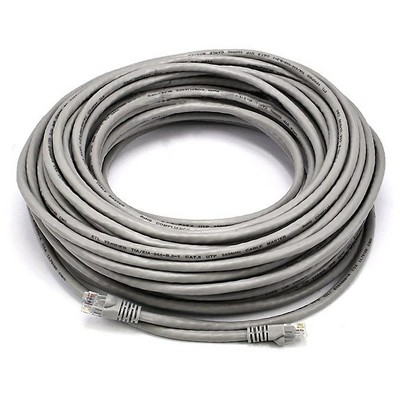 Monoprice Cat6 Ethernet Patch Cable - 75 Feet - Gray | Network Internet Cord - RJ45, Stranded, 550Mhz, UTP, Pure Bare Copper Wire, 24AWG