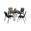 TiramisuBest 5-Piece Outdoor Acacia Wood & PE Rattan Bar Set - Foldable Table, 4 Cushioned Stools, All-Weather Bistro (Brown) - 3 of 4