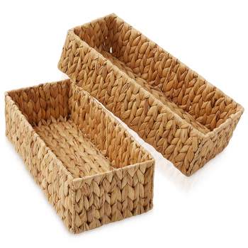 Casafield Bathroom Storage Baskets - Set of 2, Seagrass - Water Hyacinth, Woven Toilet Paper, Tissue, Shelving Bins