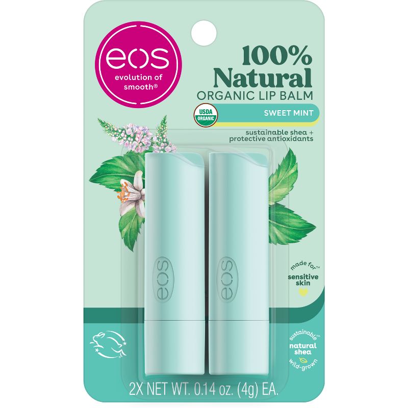 eos Organic Lip Balm Sticks - Sweet Mint - 2pk/0.28oz, 1 of 8