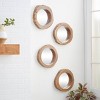 Teak Wood Live Edge Wall Mirror Set of 4 Brown - Olivia & May: Rustic Round Decorative Entryway Wooden Mirror Set - 2 of 4