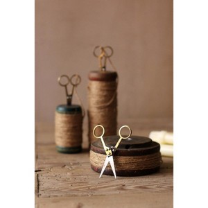Wooden Spools with Jute Twine and Scissors – 6.5"H Vintage Decorative Set, Set of Three By Kalalou - 1 of 3