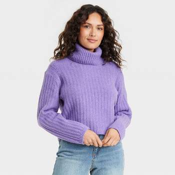 Women's Mock Turtleneck Pullover Sweater - A New Day™ Blue M