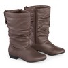 Collections Etc Faux Leather Scrunch Calf Boots, Wide Width - 2 of 3