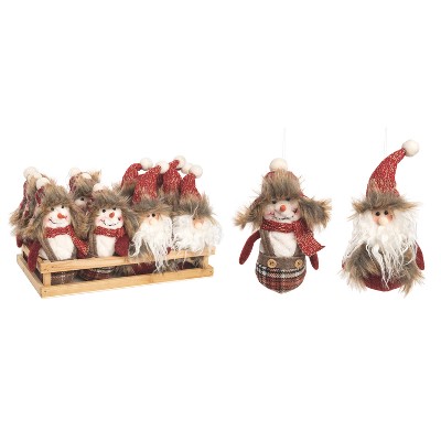 Transpac Polyester 5.5 in. Multicolor Christmas Plush Rustic Ornaments in Crate Set of 12