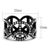Slickblue Women’s Fashion Ring in IP Black Stainless Steel, Clear Synthetic Crystal, Peace Design, Sizes 5-10 - 2 of 4