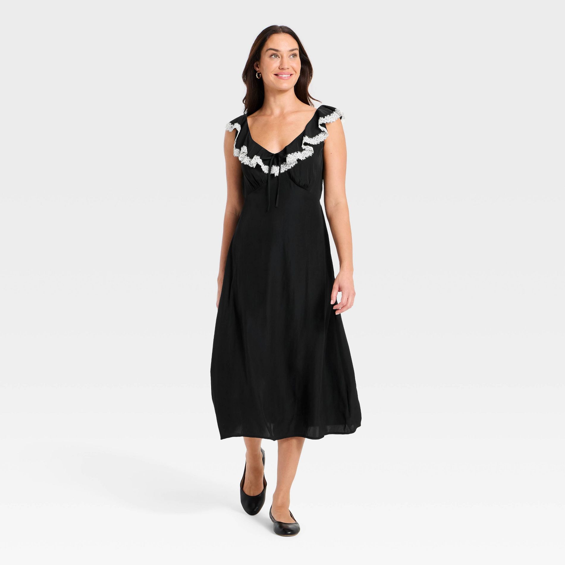 Women's Ruffle Lace Midi A-Line Dress - Universal Thread™