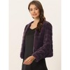 Allegra K Women's Winter Warm Cropped Collarless Faux Fur Fluffy Jacket - 3 of 4