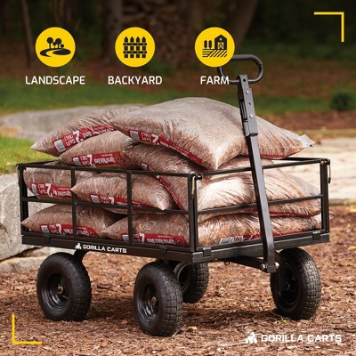 Black Heavy-Duty Steel Utility Wagon with Removable Sides