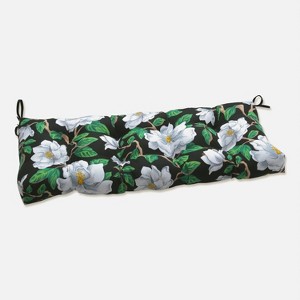 Magnolia Outdoor/Indoor Blown Bench Cushion Black - Pillow Perfect - 1 of 4