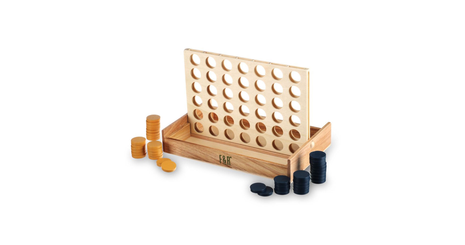 Foster & Rye Four and Win - Classic Board Game, Games for 2 Players Vintage Wood Design - Board Game Tabletop