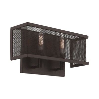 Braddock Urban Bronze Dual Light Wall Sconce with Stainless Steel Mesh Shade