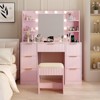 KTMBDW Fluted Makeup Vanity Desk with Mirror and Lights, Modern Vanity Table with 7 Drawers & 4 shelves, Dressing Table Set with Stool for Bedroom - 2 of 4