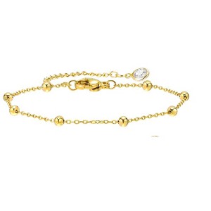 Hollywood Sensation Beaded Link Bracelet with Adjustable Chain Gold 6.5 Inches - 1 of 2