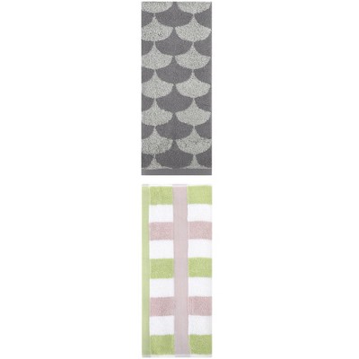 REGALWOVEN Geometric Cotton Soft Absorbent Decorative Hand Towel Set for Bathroom 13" x 29" 2 Pcs