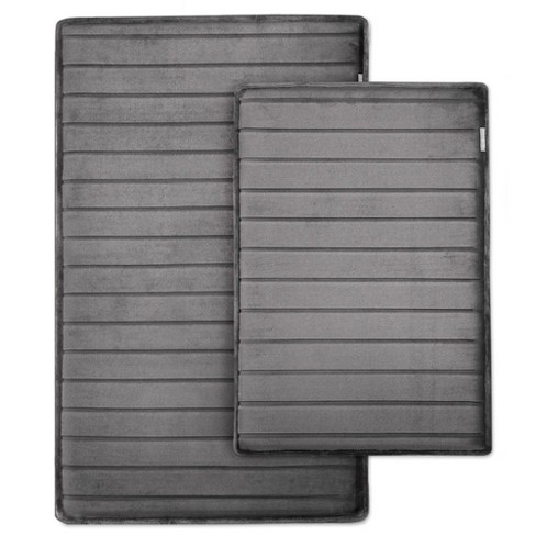 2pc 17"x24" And 21"x34" Microdry Softlux Quilted Striped Memory Foam ...