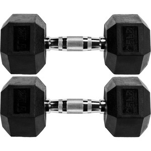 Keppi 25lb Premium Rubber Encased Hex Dumbbell, Pairs - 1 of 4