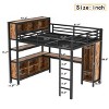 Sapphtopaz Loft Bed with Wardrobe&Desk,Metal Bed with Guardrail&Ladder,Space-Saving Bed Frame with Storage Cubes&Shelves for Teens - 3 of 4