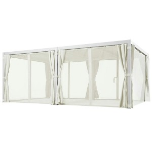 Resenkos Outdoor Garden Gazebo, Sunshade Gazebo Canopy,12' x 19' Pergola with Adjustable Louvered, Outdoor Pergola with Curtains and Netting, Cream - 1 of 4