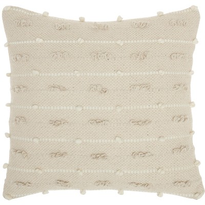 Mina Victory Life Styles Loop Stripes Natural Throw Pillow - Off-White 18"X18"