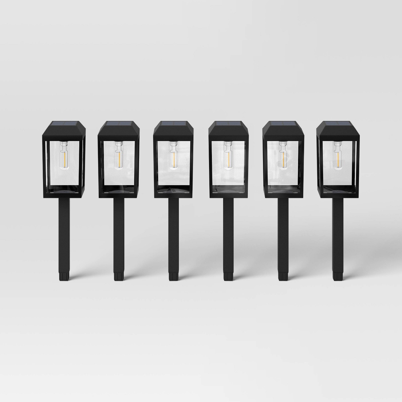 6pk Solar LED Outdoor Path Lights Matte Black by Threshold