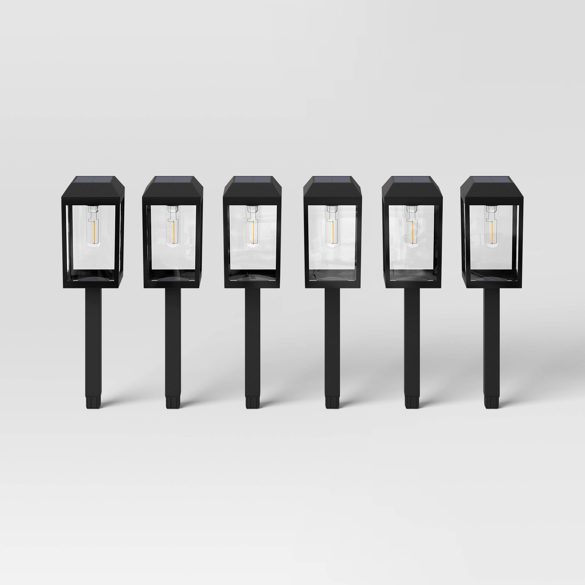 6pk Solar LED Outdoor Path Lights Matte Black - Threshold™
