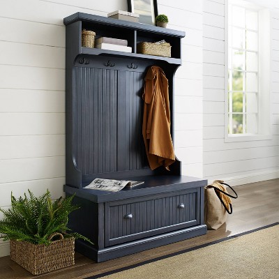 Navy Hall Tree with Bench and Storage Hooks