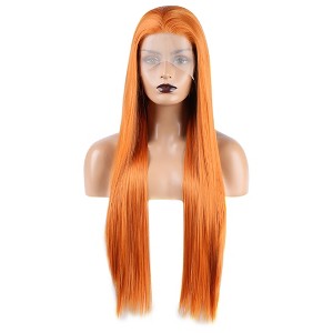 Unique Bargains Women's Long Straight Lace Front Wigs with Adjustable Wig Cap 24" 1 Pc - 1 of 4