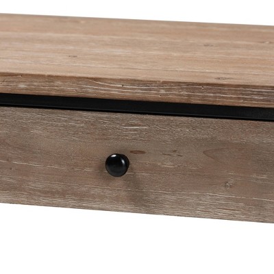 Roderick Fir Wood and Metal Rectangular Coffee Table with Storage