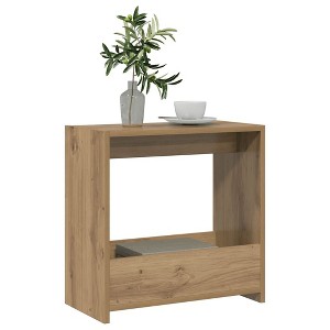 Clihome Minimalist Oak Side Table, 2-Shelf Corner Table for Modern Living Room and Bedside - 1 of 4