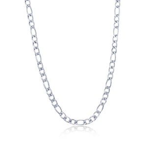 Metallo Stainless Steel, 4mm Figaro Chain - Silver - 24 Inch - 1 of 3