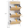 Rattan Storage Cabinet with 3 Flip Drawers,Freestanding Entry Way Shoe Storage Cabinet, Narrow Entrance Shoe Cabinets, Wood Shoe Storage - 2 of 4