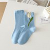 Anna-Kaci 6pk Women's Ankle Socks with Tulip Embroidery - 3 of 3