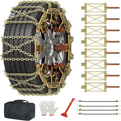 Docred Upgraded Snow Chains 8/10 Pack, Tire Chains for Cars/SUVs/Pickup Trucks, Emergency Anti Slip Tire Traction Chains for Tire Width