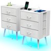 Vynxaria 2-Pack Modern Nightstands - 2 Fabric Drawers & Metal Legs, Stylish Bedside Storage Tables - 2 of 4