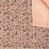 50" X 70" Peach And Gray Floral Cotton Quilted Kantha Throw Blanket with Embroidery - 4 of 4