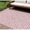 Pink And Ivory Geometric Washable Indoor Outdoor Area Rug - 2 of 4