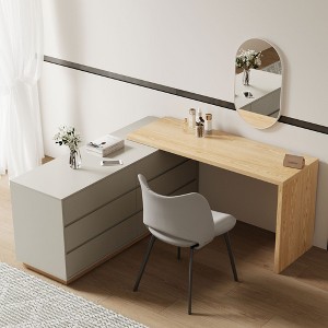 Luck Live 98.5" L-shaped Dressers with 55.2" file cabinet, corner vanity desk - 1 of 4