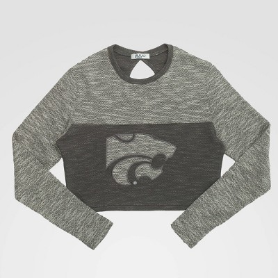 NCAA Kansas State Wildcats Terry Crop Top - Gray L