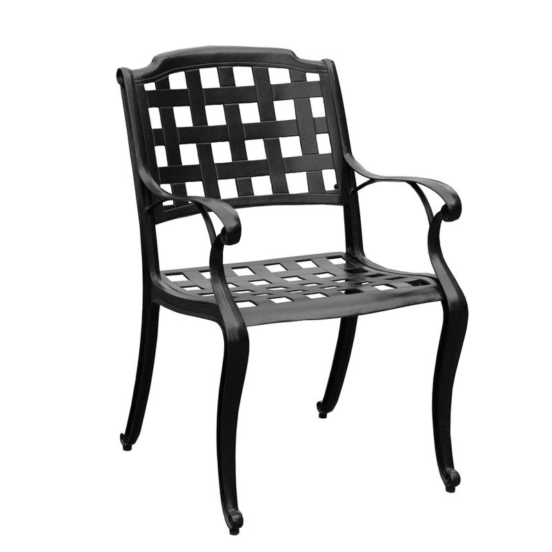 Modern Outdoor Mesh Cast Aluminum Dining Chair - Black - Oakland Living, 1 of 7