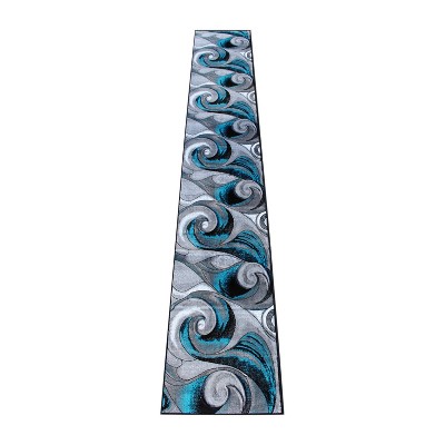 Emma and Oliver Modern Abstract Olefin Accent Rug with Sculpted Wave Design and Natural Jute Backing