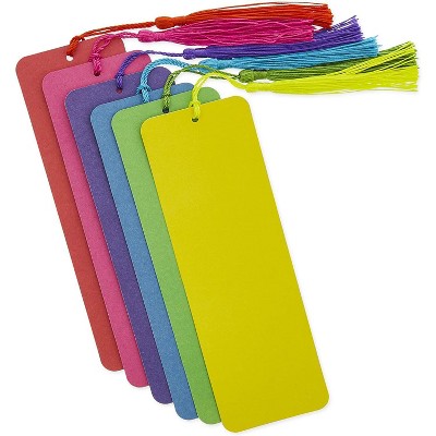 Bright Creations 144 Pieces Blank DIY Bookmarks for Books with Tassels, 6 Rainbow Colors, 2 x 6 in