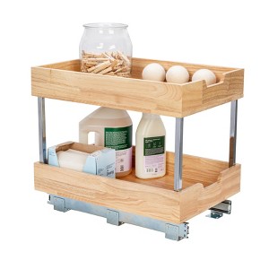 Glidez Steel and Wood Pull-Out/Slide-Out Storage Organizer for Under Cabinet Use - Brushed Nickel and Natural - 1 of 4