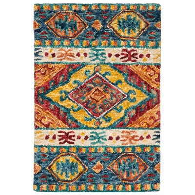 Ivory Geometric Tufted Round Wool Accent Rug - 24in