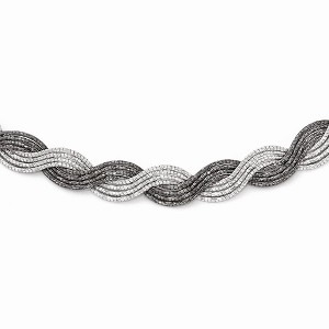 Black Bow Jewelry Two Tone Diamond Cut Braided Necklace in Sterling Silver, 18.5 Inch - 1 of 4