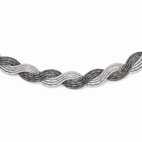 Black Bow Jewelry Two Tone Diamond Cut Braided Necklace in Sterling Silver, 18.5 Inch - image 1 of 4