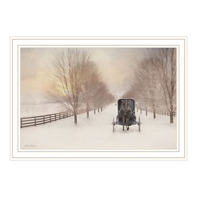 HomeRoots Snowy Amish Lane White Framed Wall Art
