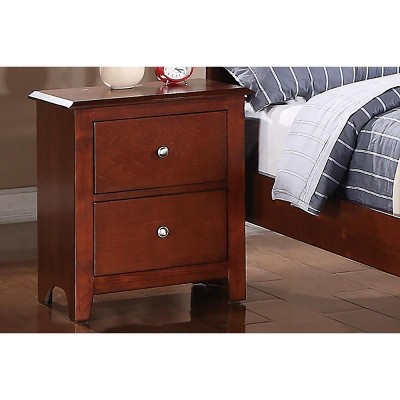 NicBex 2 Drawer Nightstand,Rubber Wood Bedside Table with Round Knob Handles for Bedroom,Living Room