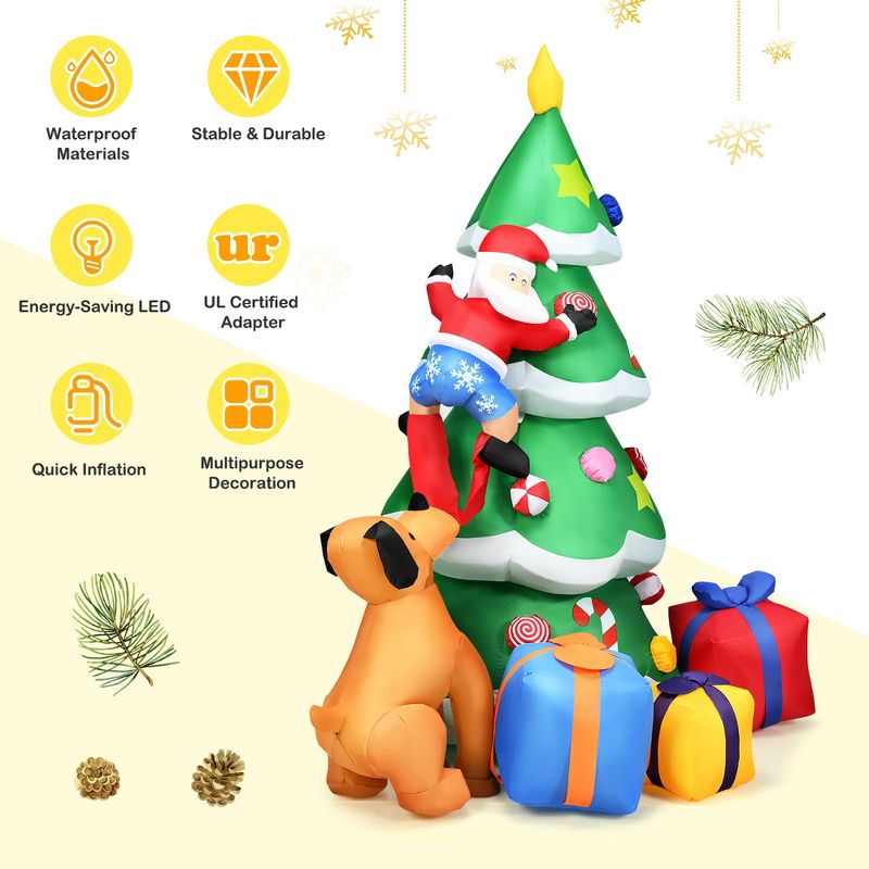 Costway 7 FT Inflatable Christmas Tree Santa Decor w/LED Lights Outdoor Yard Decoration, 3 of 11